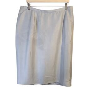 Liz Claiborne Silk Skirt 18 Pale Blue Straight Pencil Career Office 0374